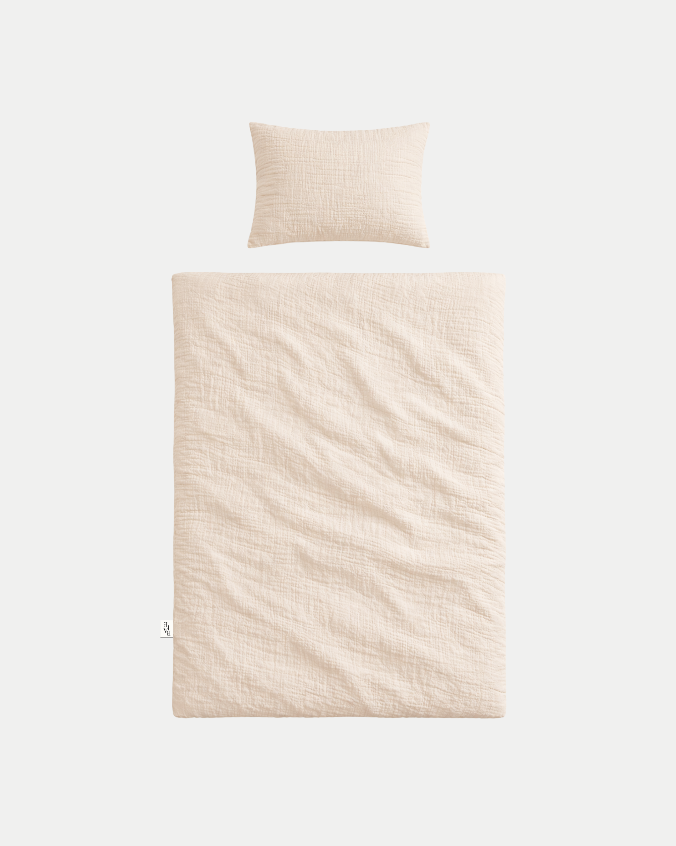 Muslin Baby Sengetøj - Beige 70x100 (TILBUD: Omvendt logo)